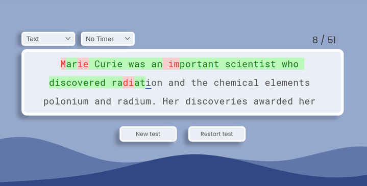 Typing test without ads.